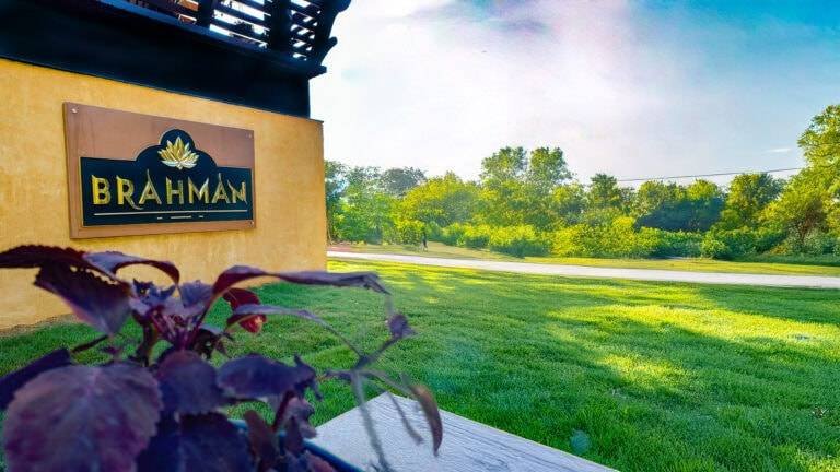 Exterior view of the serene Brahman Centre at Indus Valley Ayurvedic Centre (IVAC), a peaceful retreat offering traditional Ayurvedic treatments and wellness programs in a natural, tranquil setting.