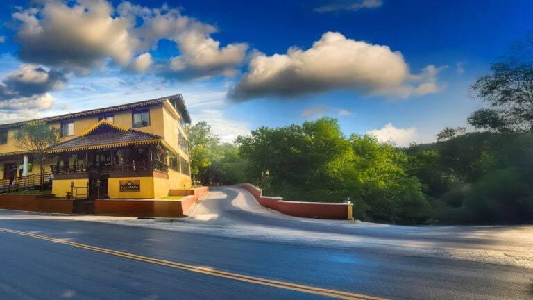 Exterior view of the serene Brahman Centre at Indus Valley Ayurvedic Centre (IVAC), a peaceful retreat offering traditional Ayurvedic treatments and wellness programs in a natural, tranquil setting.