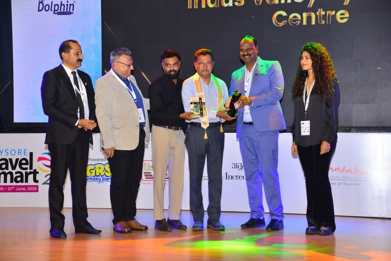 Indus Valley Ayurvedic Centre award moment at Mysore Travel Mart 2026